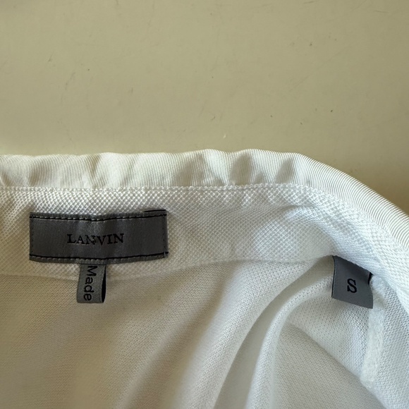 LANVIN Designer Pure White Jacquard Knit Collared Polo Shirt Mens Small - Picture 5 of 7